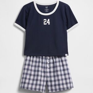 GAP Kids Blue and White Plaid Pajama Set